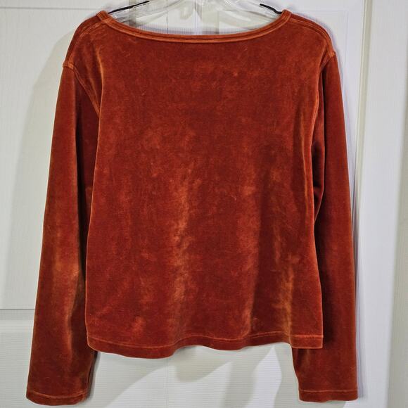 Territory Ahead Top Womens XL Velvet Burnt Orange Romantic Boho Vintage Designer - Picture 2 of 6